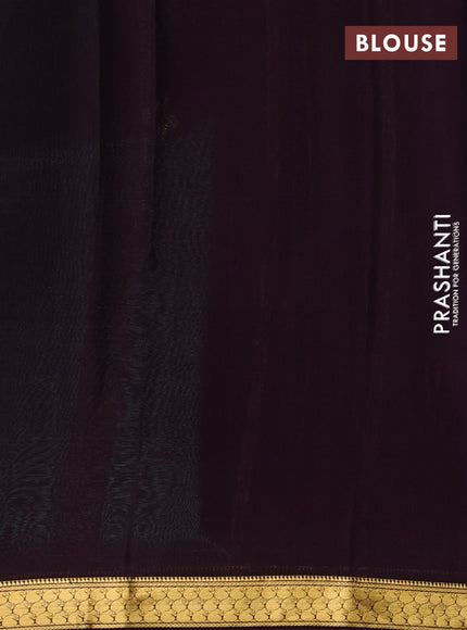 Green & Wine Pure Mysore Silk Saree -Contarst Border