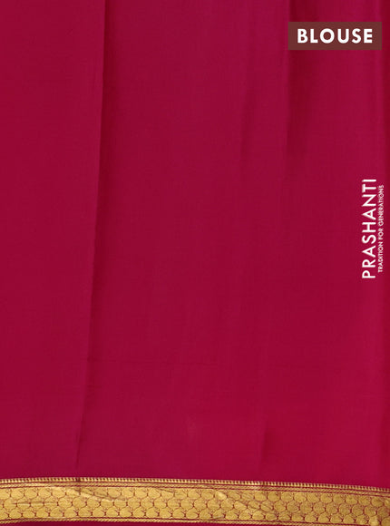 Orange & Pink Pure Mysore Silk Saree -Contarst Border