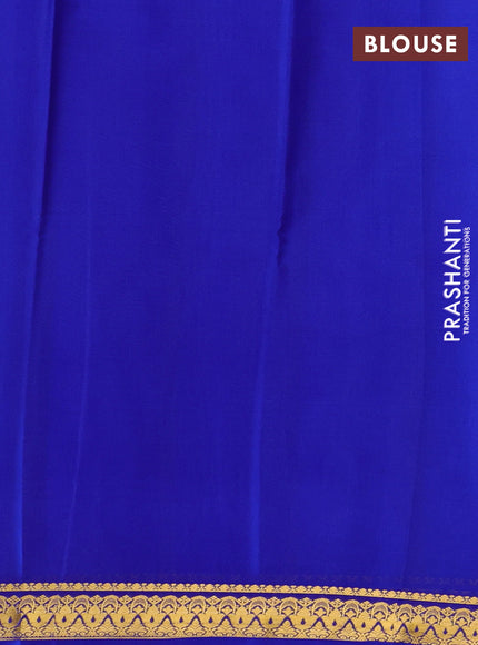 Peacock Blue & Blue Pure Mysore Silk Saree -Contarst Border