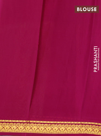 Light Green & Pink Pure Mysore Silk Saree -Contarst Border