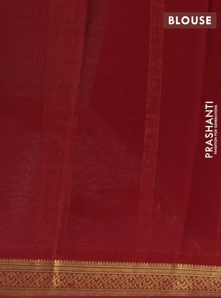 Green & Maroon Pure Mysore Silk Saree -Contarst Border