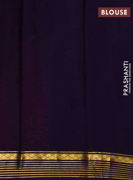 Pink & Violet Pure Mysore Silk Saree -Contarst Border