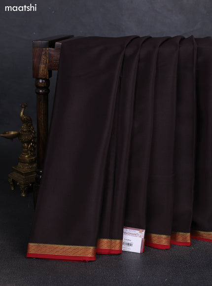 Coffee Brown& Maroon Pure Mysore Silk Saree -Contarst Border