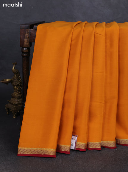 Mustard & Maroon Pure Mysore Silk Saree -Contarst Border