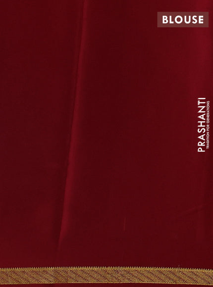 Mustard & Maroon Pure Mysore Silk Saree -Contarst Border