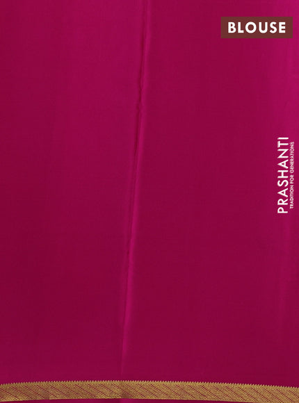 Green& Pink Pure Mysore Silk Saree -Contarst Border