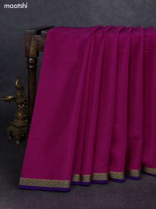 Pink& Purple Pure Mysore Silk Saree -Contarst Border