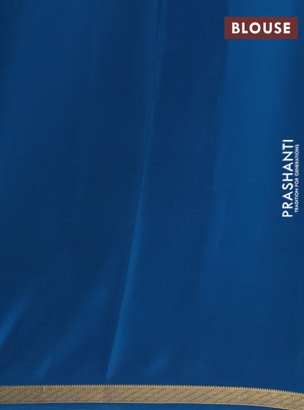 Light Green& Cs Blue Pure Mysore Silk Saree -Contarst Border