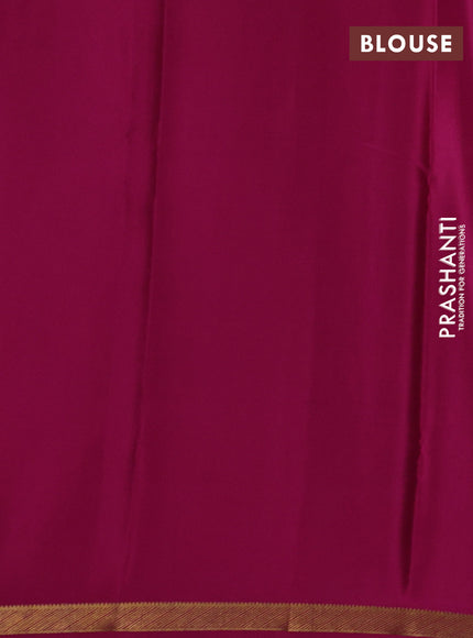 Black& Magenta Pink Pure Mysore Silk Saree -Contarst Border