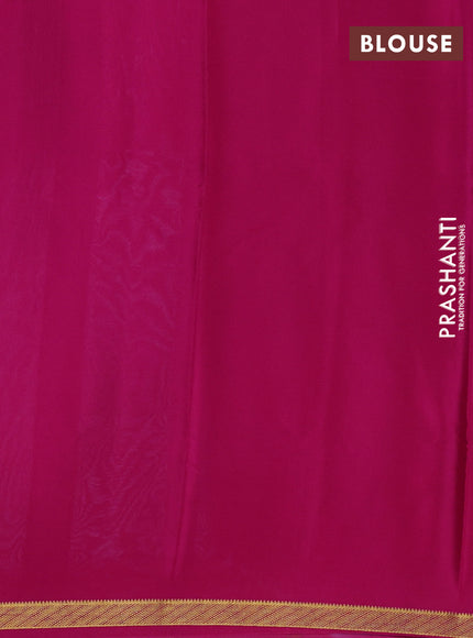 Light Blue & Pink Pure Mysore Silk Saree -Contarst Border