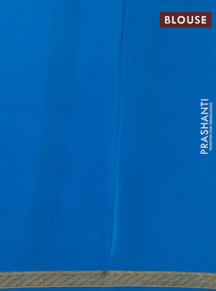 Royal Blue& Cs Blue Pure Mysore Silk Saree -Contarst Border