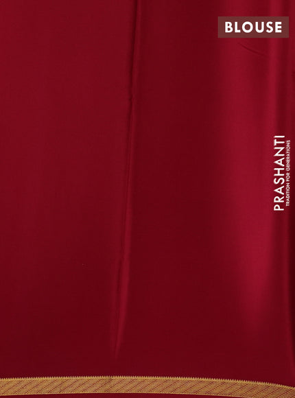 Grey& Maroon Pure Mysore Silk Saree -Contarst Border