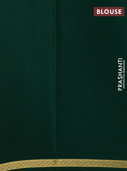 Red& Green Pure Mysore Silk Saree -Contarst Border