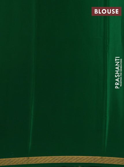 Purple& Green Pure Mysore Silk Saree -Contarst Border