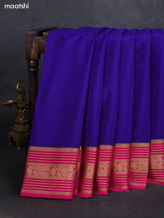 Violet & Pink Pure Mysore Silk Saree -Contarst Border
