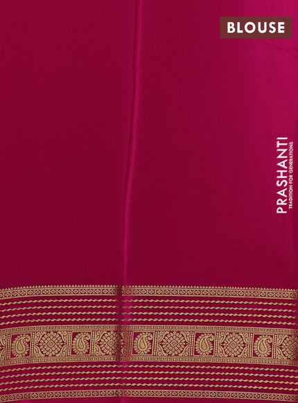 Violet & Pink Pure Mysore Silk Saree -Contarst Border