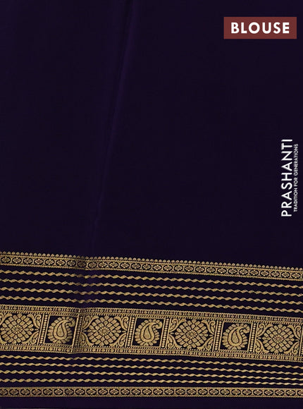 Teal Green& Blue Pure Mysore Silk Saree -Contarst Border