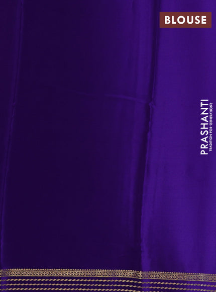 Magenta Pink& Violet Pure Mysore Silk Saree -Contarst Border