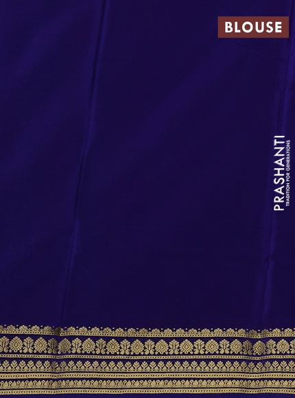 Teal & Blue Pure Mysore Silk Saree -Contarst Border