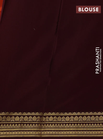 Rust & Brown Pure Mysore Silk Saree -Contarst Border