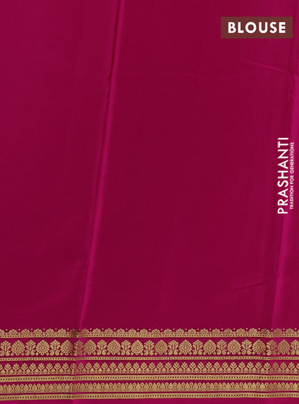 Violet& Pink Pure Mysore Silk Saree -Contarst Border