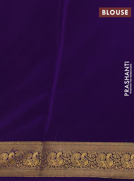 Mustard Yellow& Violet Pure Mysore Silk Saree -Contarst Border