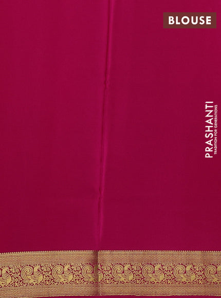 Violet & Pink Pure Mysore Silk Saree -Contarst Border