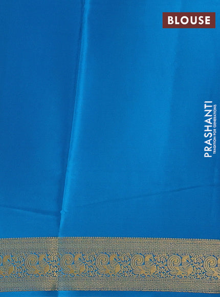 Royal Blue& Cs Blue Pure Mysore Silk Saree -Contarst Border