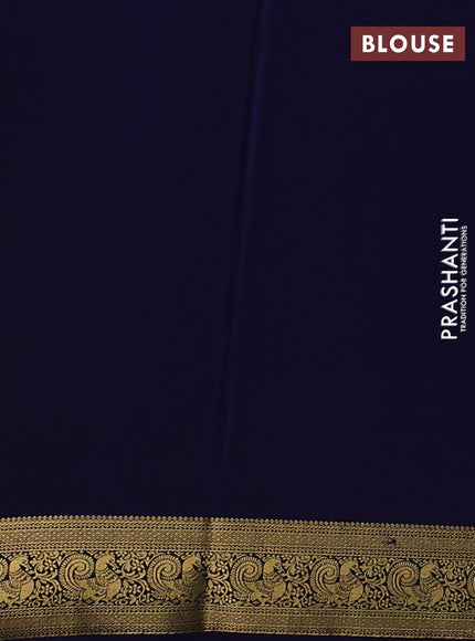 Teal Green& Navy Blue Pure Mysore Silk Saree -Contarst Border