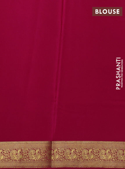 Bottle Green& Pink Pure Mysore Silk Saree -Contarst Border