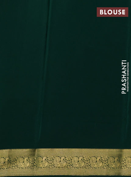 Red& Green Pure Mysore Silk Saree -Contarst Border