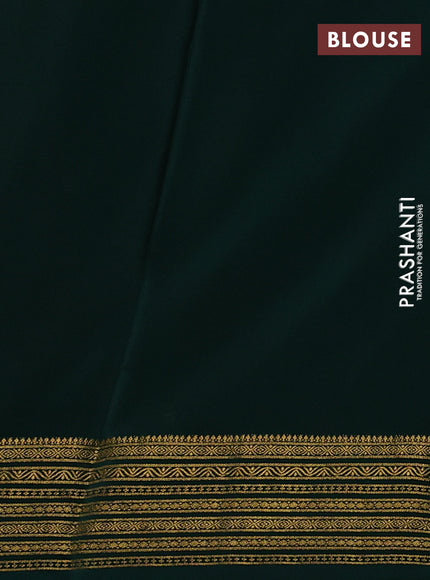 Red& Green Pure Mysore Silk Saree -Contarst Border