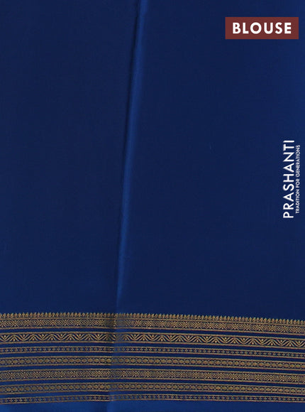 Mustrad Yellow & Cs Blue Pure Mysore Silk Saree -Contarst Border