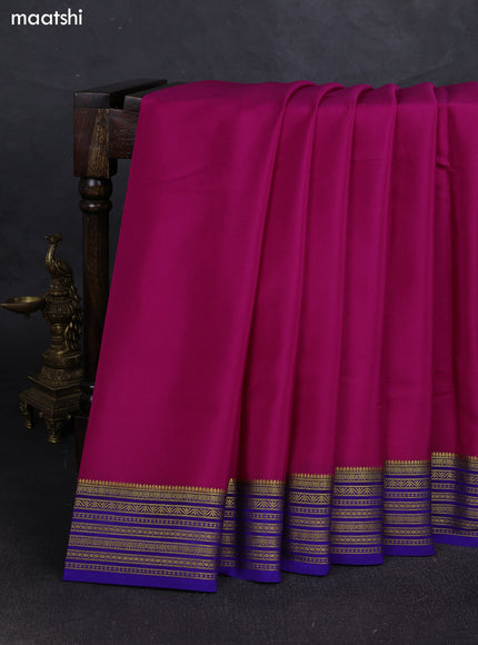 Pink& Violet  Pure Mysore Silk Saree -Contarst Border