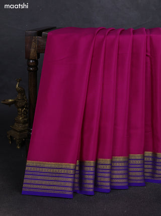 Pink& Violet  Pure Mysore Silk Saree -Contarst Border