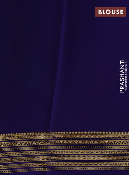 Teal Green& Blue Pure Mysore Silk Saree -Contarst Border