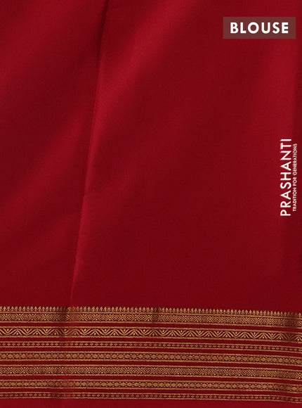Brown& Red Pure Mysore Silk Saree -Contarst Border