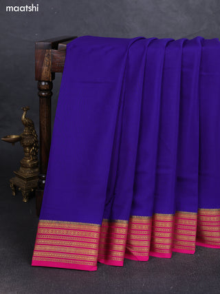 Violet& Pink Pure Mysore Silk Saree -Contarst Border