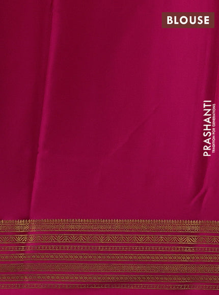 Violet& Pink Pure Mysore Silk Saree -Contarst Border