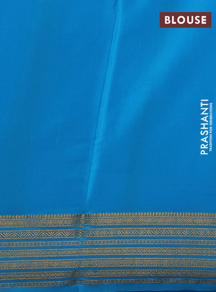 Royal Blue& Light Blue Pure Mysore Silk Saree -Contarst Border