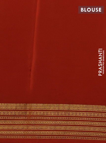 Black& Orange Pure Mysore Silk Saree -Contarst Border
