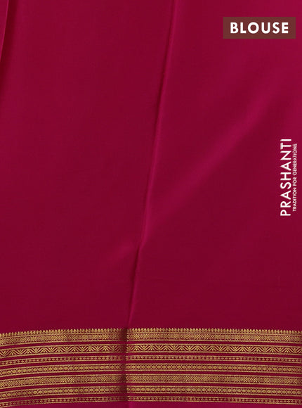 Bottle Green& Pink Pure Mysore Silk Saree -Contarst Border