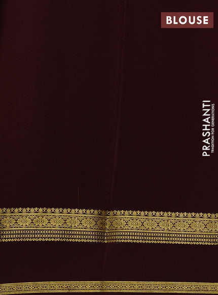 Mustard& Brown Pure Mysore Silk Saree -Contarst Border