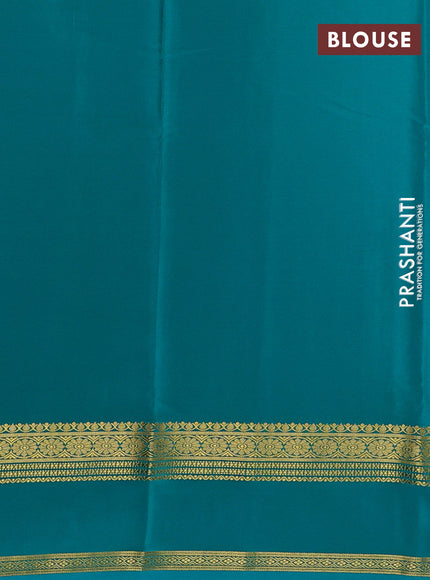 Purple& Teal Green Pure Mysore Silk Saree -Contarst Border