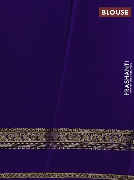 Bottle Green& Blue Pure Mysore Silk Saree -Contarst Border