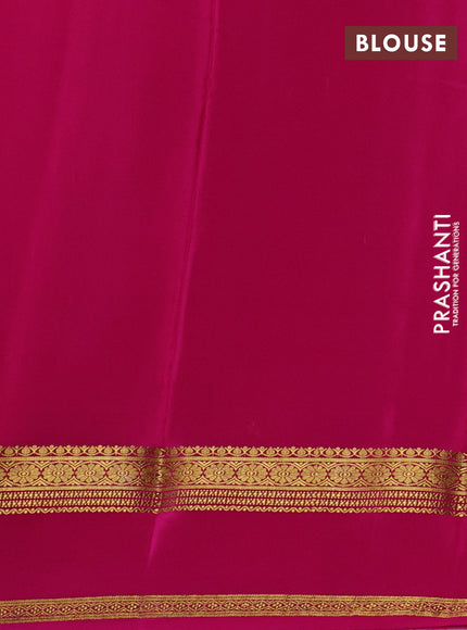 Peacock Blue& Pink Pure Mysore Silk Saree -Contarst Border