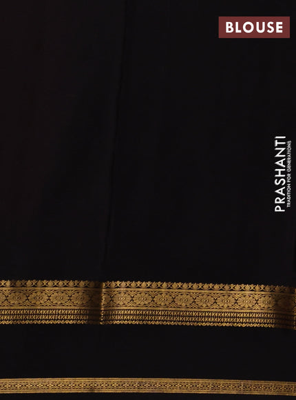 Red& Coffee Brown Pure Mysore Silk Saree -Contarst Border