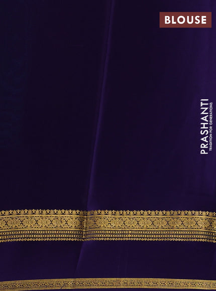Teal Green& Blue Pure Mysore Silk Saree -Contarst Border