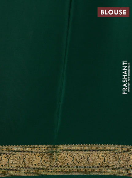 Pink& Green Pure Mysore Silk Saree -Contarst Border