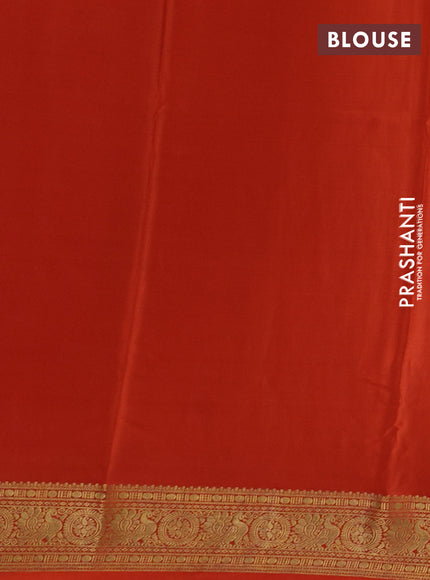 Deep Coffee Brown& Orange Pure Mysore Silk Saree -Contarst Border